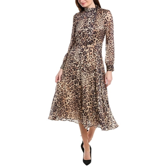 Elie Tahari womens Gathered Cutout Silk-Blend Midi Dress, 16, Purple