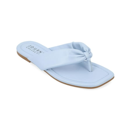

Journee Collection Womens Kyleen Faux Leather Square Toe Thong Sandals