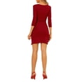 thumbnail image 3 of Allegra K Women's Deep V Neck Ruched Long Sleeve Wrap Bodycon Prom Dress, 3 of 6