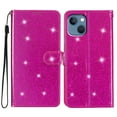 thumbnail image 6 of For iPhone 14 Plus Wallet Case Bling Shiny Premium PU Leather with RFID Blocking Card Slots Holder Magnetic Flip Kickstand Shockproof Wrist Strap Cover For iPhone 14 Plus, Rose, 6 of 7