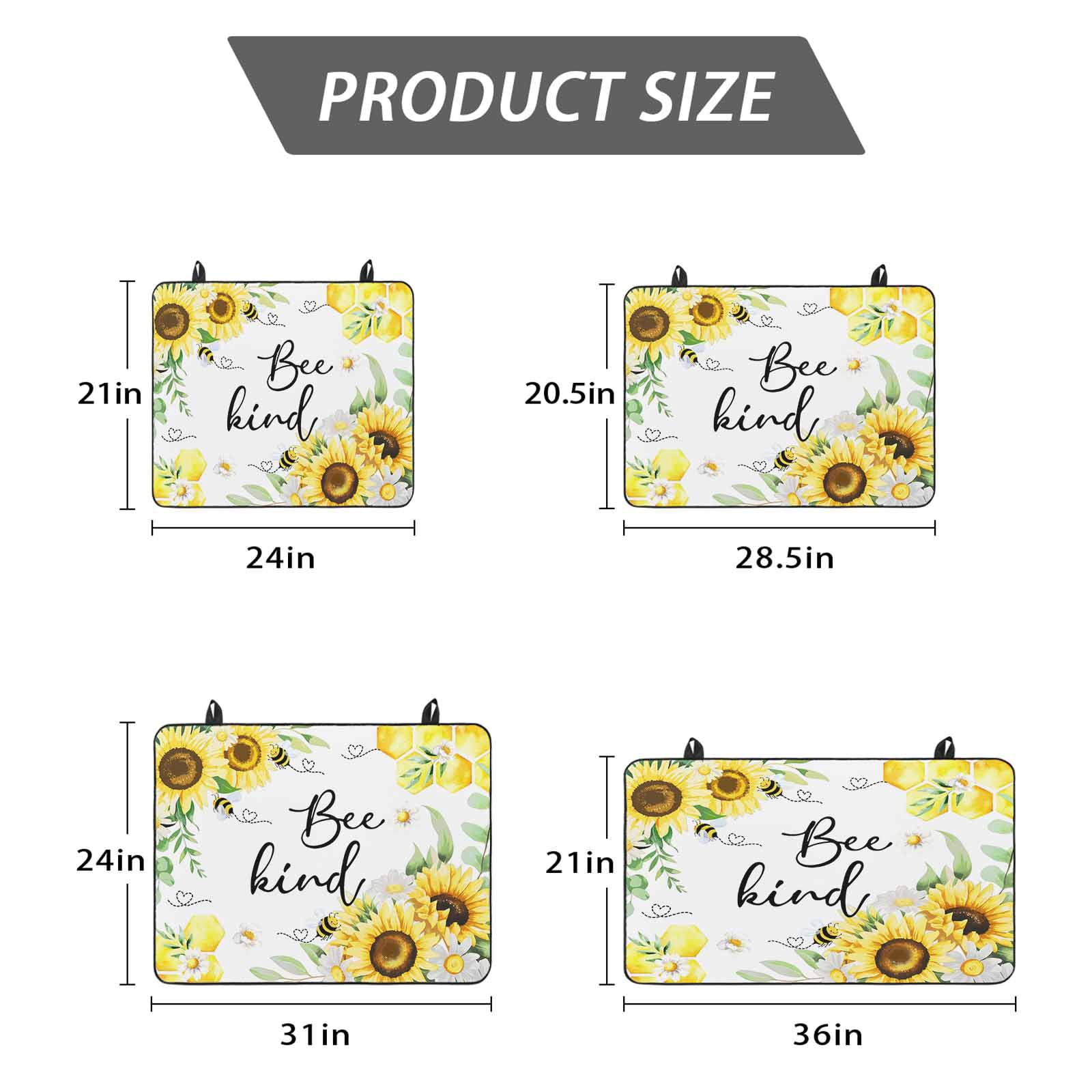 Sunflower Floral Stove Top Cover for Electric Stove, Heat-proof & Non Slip Glass Top Stove Cover Protector, Farmhouse Pastoral Daisy Bees Botanical Kitchen Flat Cooktop Rubber Mat 24x21 Inches