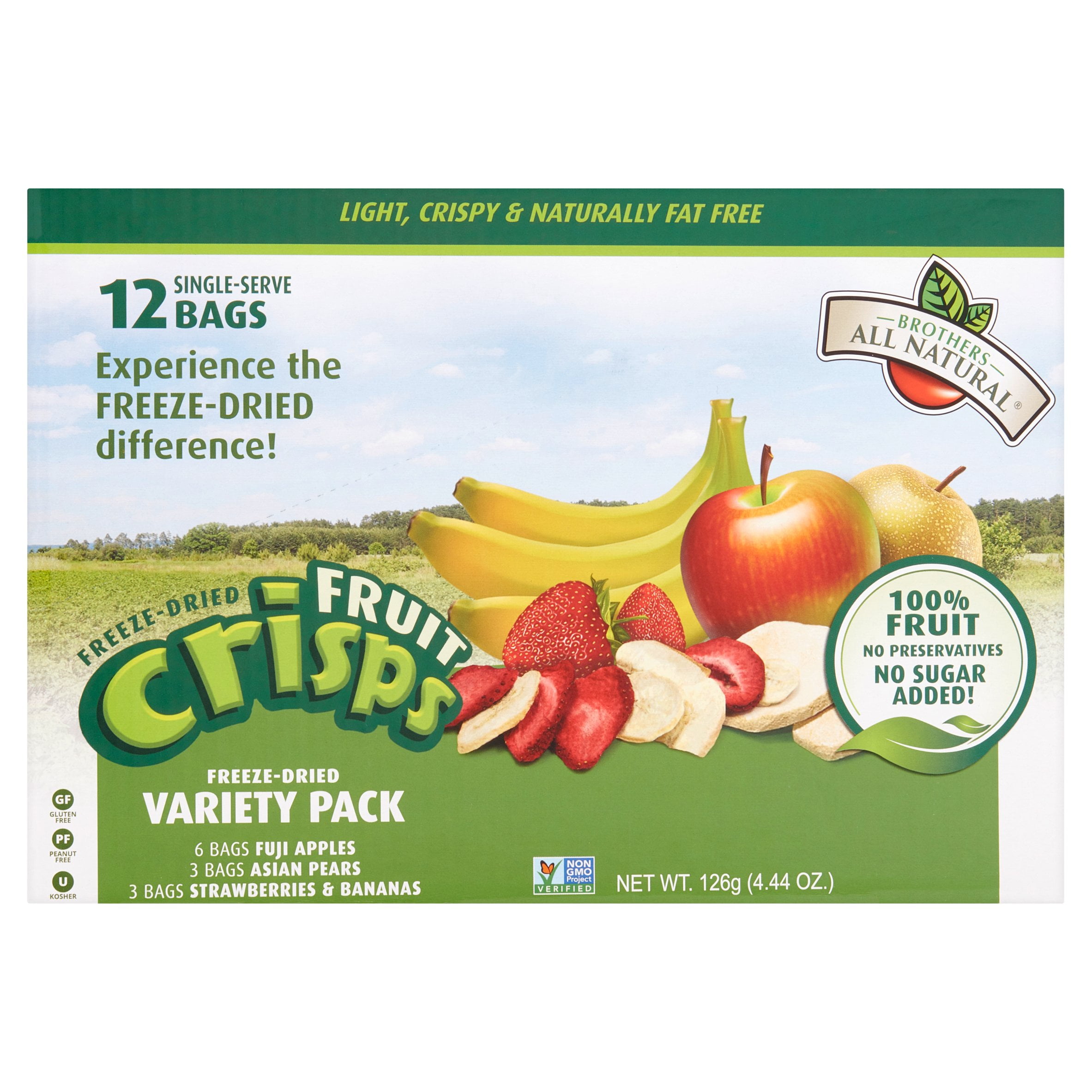 Brothers All Natural Freeze-Dried Fruit Crisps Variety Pack 4.44 oz. Box by Brothers International Food Corp.