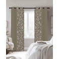 thumbnail image 2 of Japanese Black Out Curtains 54 Inch Long, Short Curtains for Small Window, Grey Simple Traditional Flowers Leaves Pattern Room Darkening Farmhouse Window Curtains for Kitchen Bedroom 42"x54" 2 Panels, 2 of 8