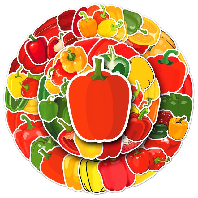 Paquete de pegatinas Bell Pepper, 50 unidades, dibujos animados, pimiento, impermeables
