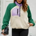 thumbnail image 6 of Fuzzy Sherpa Sweatshirts for Women Color Block Casual Stand Collar Long Sleeve Loose Pullovers Tunic Tops, 6 of 9