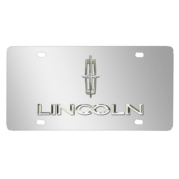 Lincoln 3D Metal Dual Logo Mirror Chrome Stainless Steel License Plate