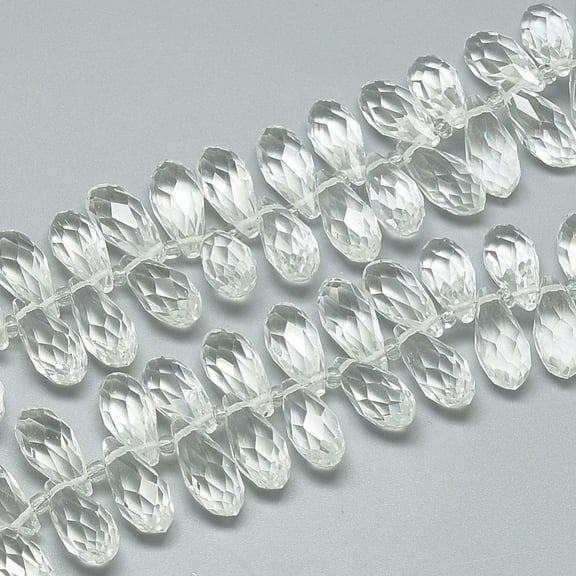 Glass Beads Strands Top Drilled Beads Faceted Teardrop Clear 12~13x6mm Hole: 1mm 96~100pcs/17.9 inch
