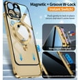 thumbnail image 3 of JETeacka iPhone 14 Pro Max Auto Lock Case Privacy Screen Protector Magnetic Stand MagSafe Compatible Heavy Duty Full-Body Shockproof Cover-Luxury Gold, 3 of 7