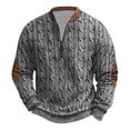thumbnail image 2 of gbyLJF Long Sleeve Sweatshirt for Men Casual Loose Fit Knitted Striped Pullover Sweater Half Zipper Round Neck Vintage Top, 2 of 3