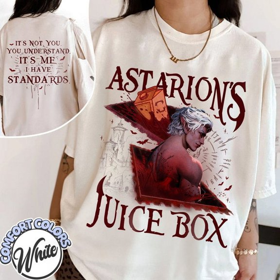 2 Sides Funny Astarion Game Fan Unisex Tshirt, Astarion’s Juice Box Bg3 Tee Gift Fans