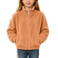 thumbnail image 2 of BXJX Girls Fleece Jackets, Long Sleeve Stand Collar Zip‑Up Casual Outerwear with Pockets Khaki Size 12-13 T, 2 of 9
