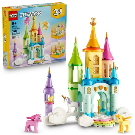 LEGO Creator 3 in 1 Unicorn Castle Building Toy for Kids - Unicorn Toy Trio for Girls & Boys, Ages 8  - Build 3 Pretend Play Toys with 1 Set of Building Blocks - Gift Idea for Birthdays - 31175