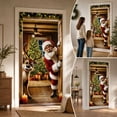 thumbnail image 3 of Christmas Santa Reindeer Door Cover Peeking Design Hanging Decoration For Front Door Porch Holiday Party Home Decor, 3 of 7