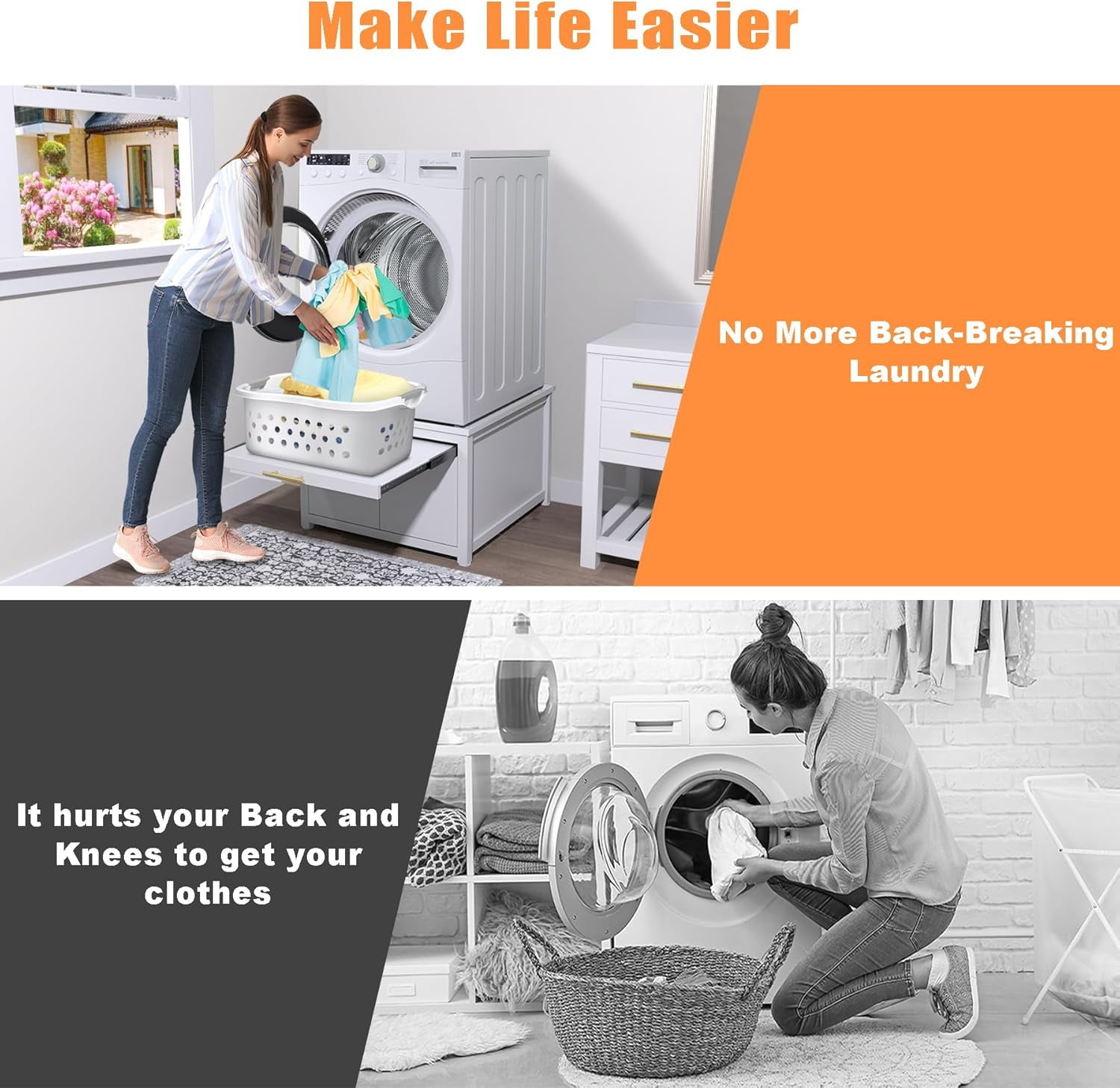 GDLF Laundry Pedestal Heavy Duty Metal Washer Dryer Pedestal 29" Universal Fit Anti-Vibration Washing Machine Stand