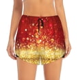 thumbnail image 2 of Xecao's Red Gold Glitter for a double-layer running short for women, perfect for gym, tennis, and more, featuring a convenient pocket., 2 of 9