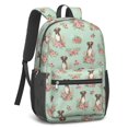 thumbnail image 2 of Boxer and Floral Green Pattern 17" Waterproof Oxford School Backpacks for Teens, S-Shape Padded Straps, for School, Travel, Hiking, Camping, 2 of 5
