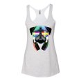 thumbnail image 2 of Wild Bobby, Colorful Pug DJ, Pop Culture, Women Tri-Blend Racerback Tank Top, Heather White, X-Large, 2 of 4