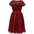 thumbnail image 2 of Big Girls' Lovely Floral Lace Chiffon Sparkling Rhinestone Flowers Girls Dresses Burgundy 8 (J20KS53), 2 of 3
