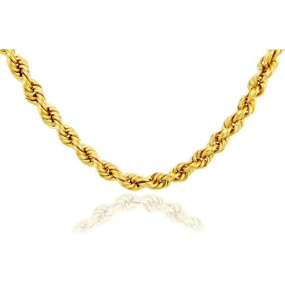 GOLD CHAINS: HOLLOW ROPE ULTRA LIGHT DIAMOND CUT 10K GOLD CHAIN 3MM :  24"