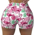 thumbnail image 2 of Gukieu Flamingo Print Women's Sports Shorts, Elastic Waist High Stretch Running Yoga Gym Sweatpants-Medium, 2 of 8