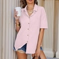 thumbnail image 4 of Summer Saving Clearance 2025 Qnanspi Women Summer Top,Plus Size Women Casual Top,Women's New Solid Color Linen Shirt Cotton Button Up Shirt Short Sleeved Loose Collared Casual, 4 of 7