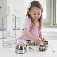 thumbnail image 2 of Melissa & Doug Stainless Steel Pretend Play Tea Set with Storage Rack for Kids (11 pcs), 2 of 9
