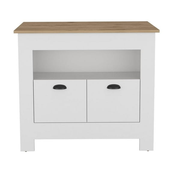 Kitchen Island Furniture, Kitchen Island Geneva, White / Macadamia, Dining Kitchen Carts, Kitchen Islands With Storage,