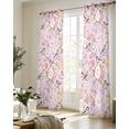 thumbnail image 5 of Pink Spring Floral Sheer Curtains 63 Inch Length 2 Panels Set for Living Room/Bedroom, Elegant Farmhouse Flowers Birds Watercolor Kitchen Curtains Grommet Curtains Window Treatments 42"x63"x2, 5 of 7