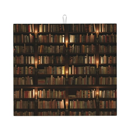 

Dish Drying Mats for Kitchen Counter - Bookshelves 16x18In Anti-Slip Absorbent Microfiber Drying Mat for Kitchen Counter Mat Dish Rack Mat with Hanging Loop