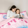 thumbnail image 5 of Feelyou Donut Initial Q Full Size Comforter Sets, Princess Pink Bowknot Bedding Sets, 3pcs, 5 of 8