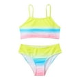 thumbnail image 3 of Girls Swimsuit Two Piece Color Patchwork Swimwear Set Tankini Rash Guard Beach Outfit for Kids, 3 of 9