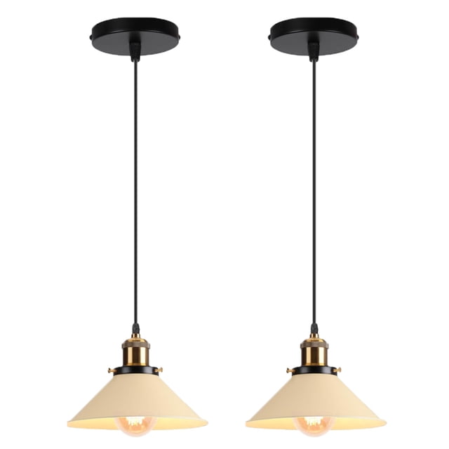 Lámpara colgante industrial, 2 piezas, lámpara colgante retro para pasillo, sala de estar, restaurante, E27, 40 W, luz amarilla STOL