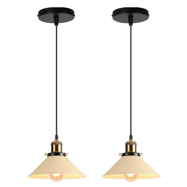 Lámpara colgante industrial, 2 piezas, lámpara colgante retro para pasillo, sala de estar, restaurante, E27, 40 W, luz amarilla STOL