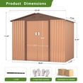 thumbnail image 6 of HOGYME 6' x 8' Outdoor Storage Shed, Garden Tool Metal Shed w/ Doors Vents, for Patio Lawn Backyard, Brown, 6 of 15