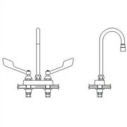 Delta 27C4925 Commercial Double Handle Ceramic Disc Lavatory Faucet with Gooseneck Spout and Vandal Resistant Wrist Blade Handles, Chrome