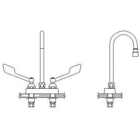 Delta 27C4925 Commercial Double Handle Ceramic Disc Lavatory Faucet with Gooseneck Spout and Vandal Resistant Wrist Blade Handles, Chrome