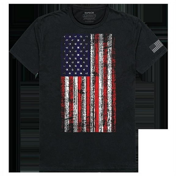 Distressed Flag Tactical Graphics Tees, Black - 2X