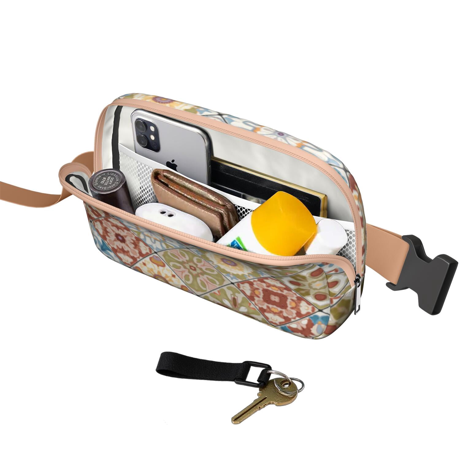 Crossbody Belt Bag Bohemian Tribal Fashion Belt Bag Small Cross Body Bags for Women Casual Waist Packs with Adjustable Strap Waterproof Belt Bag for Daily Leisure Music Festival/Event