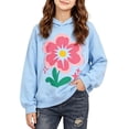 thumbnail image 2 of Wilak Girls Flower Print Hoodies Sweatshirts Casual Cute Pullover Long Sleeve Kids Fall Tops Blue 4T, 2 of 9