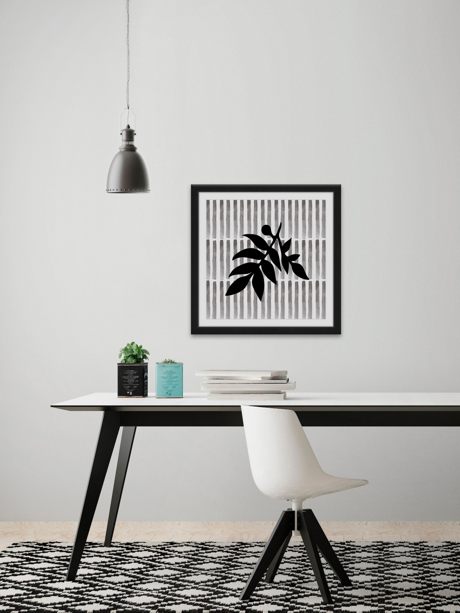 "Black Leaf" Framed Painting Print