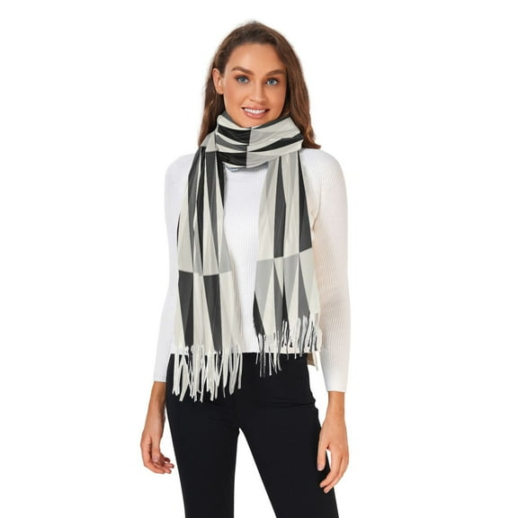 Winter Scarves for Women Black White Geometric Fashion Pashmina Shawl Wraps Long Blanket Scarf for Fall Spring