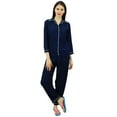 thumbnail image 4 of Bimba Button-Down Shirt With Elastic Waist Pajama Pants 2 Pcs Full Sleeve Night Wear Set, 4 of 9
