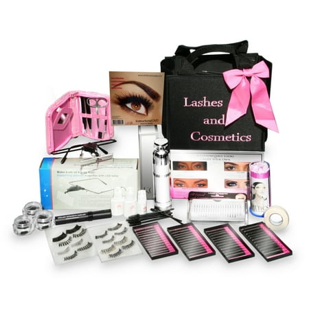 Eyelash Extension Kit | No Burn Glue Non Irritant | Made in USA | Over 300 Applications with Lashes Single, Cluster, Strip, Designer. Professional Use (Best Eyelash Glue For Cluster Lashes)