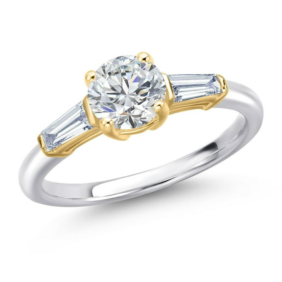Gem Stone King 10K Two Tone Gold IGI Certified Lab Grown Diamond Engagement Ring for Women | 1.30 Cttw | Center 1 Ct Round Cut | E-F Color | VS1-VS2 Clarity | Size 6