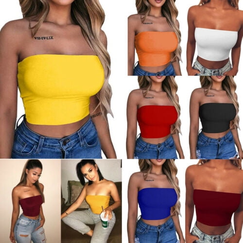 strapless crop top bra