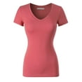 thumbnail image 3 of MixMatchy Women's Basic Solid Multi Colors Fitted Short Sleeve T-Shirt [S-3XL], 3 of 5