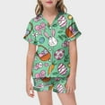 thumbnail image 2 of MIASHUI Easter Girl Boy Silk Satin Pajamas Set Button Down Sleepwear,Green,10-11 Years, 2 of 4