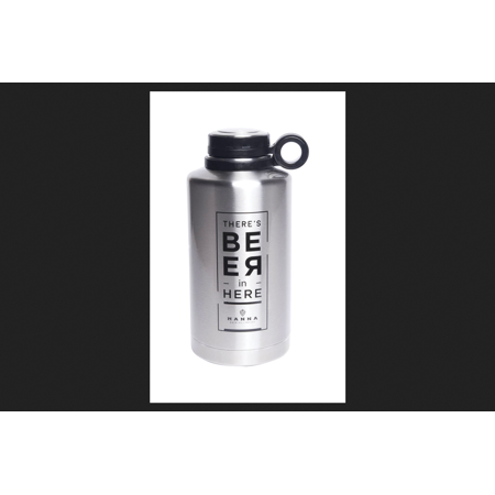 Manna Silver Stainless Steel "There is Beer in Here" Ring Growler Water Bottle
