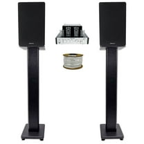 Rockville BluTube Tube Amplifier+6.5" Black Bookshelf Speakers+Black 36" Stands + Rockville BLUE 14G50 OFC 14 Gauge 50 Foot 100% Copper Speaker Wire