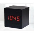 thumbnail image 4 of Träklocka kreativ elektronisk klocka fyrkantig digital klocka mini väckarklocka termometer sängklocka (tid, datum temperatur) -C, 4 of 5